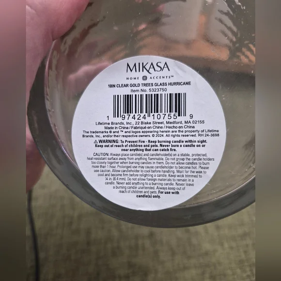 "New" 10inch Mikasa Gold Christmas Tree Glass Huricane Vase - Picture 2 of 3